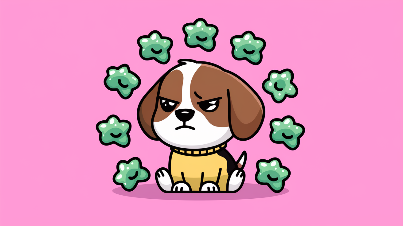 Dog surrounded by multiple gas clouds